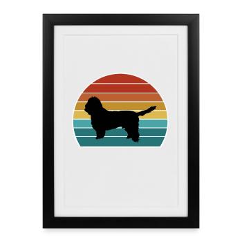 Basset Griffon Vendeen Petit Dog Silhouette Vintag - Affiche encadrée (27 × 37 cm) - noir - Devant