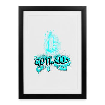 Conception du phare Gotland Graffiti - Affiche encadrée (27 × 37 cm) - noir - Devant