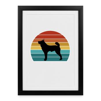 Karelian Bear Dog Silhouette Vintage Sunset for Do - Framed poster (27 × 37 cm) - black - Front