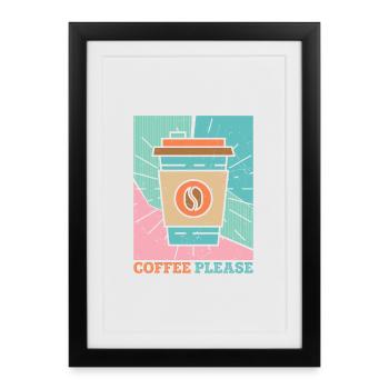 Café s’il vous plaît Funny Coffee Design - Affiche encadrée (27 × 37 cm) - noir - Devant