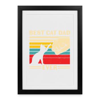 Meilleur chat Papa Jamais Drôle Chat Fête des Pères - Affiche encadrée (27 × 37 cm) - noir - Devant