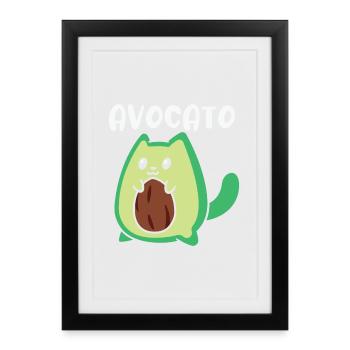 Avocato Drôle Avocat Lover Cat - Affiche encadrée (27 × 37 cm) - noir - Devant