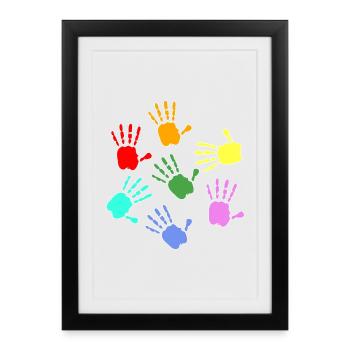Painting Kids Hands - Framed poster (27 × 37 cm) - black - Front