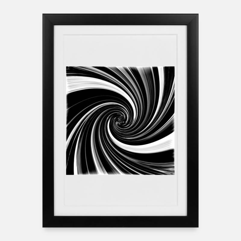 Black and white vortex - Framed poster (27 × 37 cm) - black