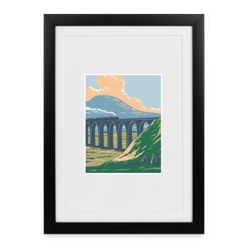 Yorkshire Dales National Park WPA Affiche Art Déco - Affiche encadrée (27 × 37 cm) - noir - Devant