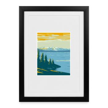 Yellowstone Lake à Yellowstone WPA Poster Art Dec - Affiche encadrée (27 × 37 cm) - noir - Devant