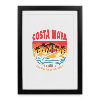 Plage de Costa Maya au Mexique - Affiche encadrée (27 × 37 cm) - noir - Devant