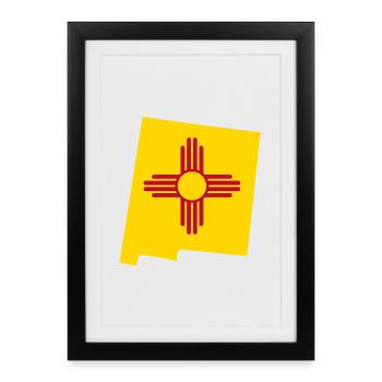 Carte du drapeau du Nouveau-Mexique de l’État des États-Unis - Affiche encadrée (27 × 37 cm) - noir - Devant