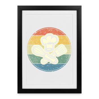 Cool vintage circle for passionate chefs - Framed poster (27 × 37 cm) - black - Front