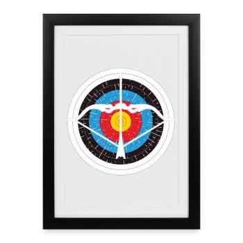Tir à l’arc, Tir à l’arc, Tir à l’arc - Affiche encadrée (27 × 37 cm) - noir - Devant