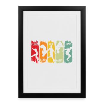 Parkour Free Running Climb Leap Run Vault Jump - Framed poster (27 × 37 cm) - black - Front