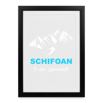 Skifahren Schifoan is das Leiwandste - Gerahmtes Poster (27 × 37 cm) - Schwarz - Vorne