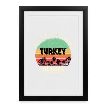 Alanya Turkey Vintage Beach Design - Framed poster (27 × 37 cm) - black - Front