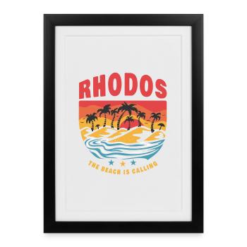 Rhodes Greece Beach Design - Framed poster (27 × 37 cm) - black - Front