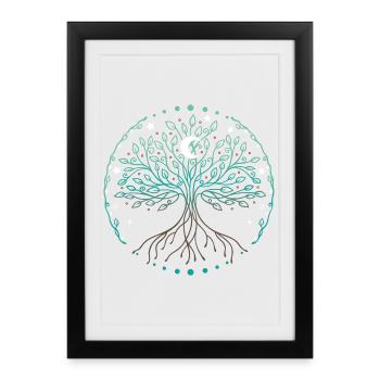 Yggdrasil Arbre de Vie du Monde - Affiche encadrée (27 × 37 cm) - noir - Devant