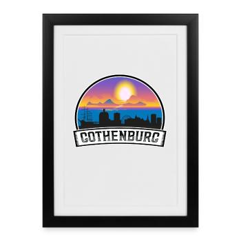 Göteborg Suède Skyline Vintage Sunset Travel So - Affiche encadrée (27 × 37 cm) - noir - Devant