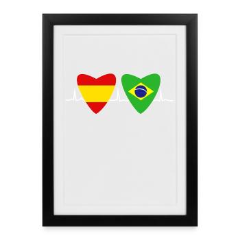 Brazil Spanish Brazilian Flag Gift - Framed poster (27 × 37 cm) - black - Front