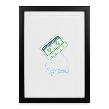 Eighties Cassette Tape 80s Retro - Affiche encadrée (27 × 37 cm) - noir - Devant
