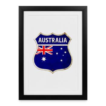 Conception des drapeaux des armoiries de l’Australie - Affiche encadrée (27 × 37 cm) - noir - Devant