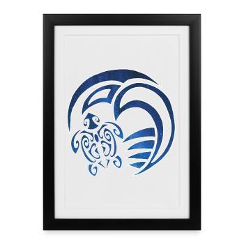 Turtle, ocean and starry sky - Framed poster (27 × 37 cm) - black - Front