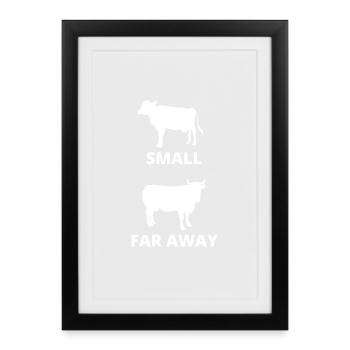 Small Cow Far Away T-Shirt Funny Father Ted Dougal - Framed poster (27 × 37 cm) - black - Front