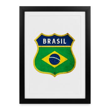 Drapeau armoiries du Brésil - Affiche encadrée (27 × 37 cm) - noir - Devant