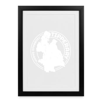 Comté de Tipperary Irlande | Timbre de contour de carte - Affiche encadrée (27 × 37 cm) - noir - Devant