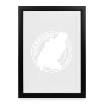 Comté de Wexford Irlande | Timbre de contour de carte - Affiche encadrée (27 × 37 cm) - noir - Devant