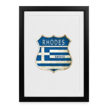 Rhodes Greece Coat of Arms Flags Design - Framed poster (27 × 37 cm) - black - Front