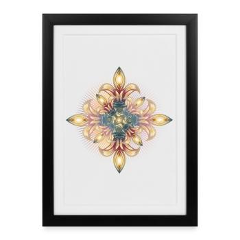 impressive cross of stylized lilies - Framed poster (27 × 37 cm) - black - Front