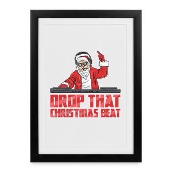 DJ Père Noël - Affiche encadrée (27 × 37 cm) - noir - Devant