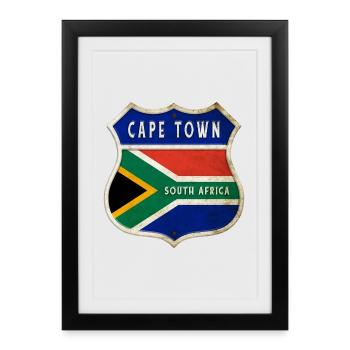 Cape Town South Africa Coat of Arms Flags Design - Framed poster (27 × 37 cm) - black - Front