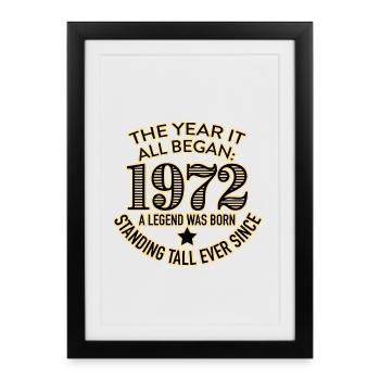 1972 Année de naissance - Affiche encadrée (27 × 37 cm) - noir - Devant