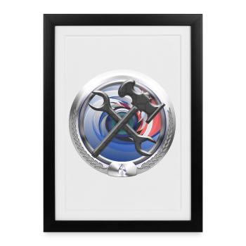 Artisanat Chauffage Eau Emblème Sanitaire - Affiche encadrée (27 × 37 cm) - noir - Devant