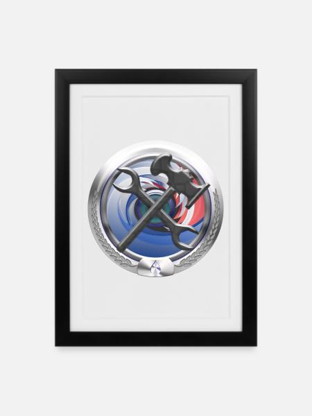 Handwerk Heizung Wasser Sanitär Emblem - Gerahmtes Poster (27 × 37 cm) - Schwarz