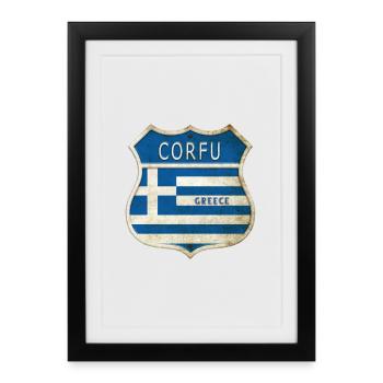 Corfu Greece Coat of Arms Flags Design - Framed poster (27 × 37 cm) - black - Front