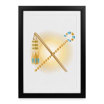 crochet radieux et battement de fléau pharaons sceptre - Affiche encadrée (27 × 37 cm) - noir - Devant