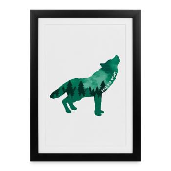 Changement climatique Protection de l’environnement Wolf Durable - Affiche encadrée (27 × 37 cm) - noir - Devant