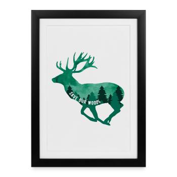 Changement climatique Protection de l’environnement Hirsch Durable - Affiche encadrée (27 × 37 cm) - noir - Devant