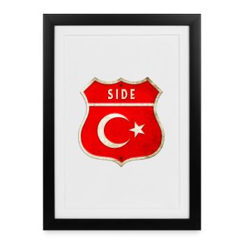 Armoiries du drapeau de la Turquie - Affiche encadrée (27 × 37 cm) - noir - Devant