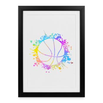 Éclaboussures de peinture de basket-ball - Affiche encadrée (27 × 37 cm) - noir - Devant