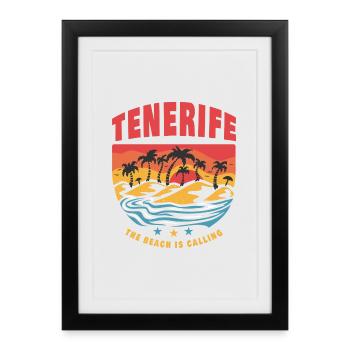 Design plage de Tenerife - Affiche encadrée (27 × 37 cm) - noir - Devant