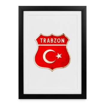 Armoiries du drapeau de la Turquie Trabzon - Affiche encadrée (27 × 37 cm) - noir - Devant