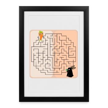 Labyrinthe Lapin de Pâques - Affiche encadrée (27 × 37 cm) - noir - Devant