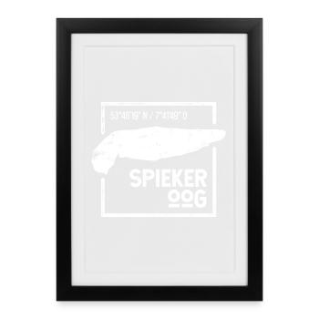 Spiekeroog | Conception de timbres Island Silhouette - Affiche encadrée (27 × 37 cm) - noir - Devant