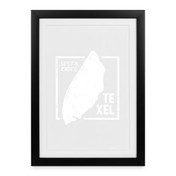 | Texel Conception de timbres Island Silhouette - Affiche encadrée (27 × 37 cm) - noir - Devant
