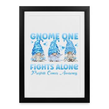 Cancer de la prostate Cancer de la prostate Gnome bleu clair - Affiche encadrée (27 × 37 cm) - noir - Devant