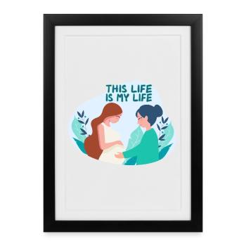 Sage-femme Obstétricienne enceinte - Affiche encadrée (27 × 37 cm) - noir - Devant