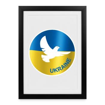 Drapeau de la colombe de la paix de l’Ukraine - Affiche encadrée (27 × 37 cm) - noir - Devant