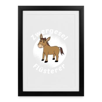 Zwergesel Flüsterer Miniesel Esel Muli Geschenk - Gerahmtes Poster (27 × 37 cm) - Schwarz - Vorne